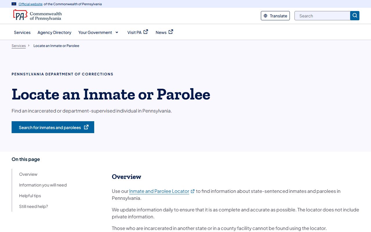 Allegheny County arrest records and court charges PA DOC locator