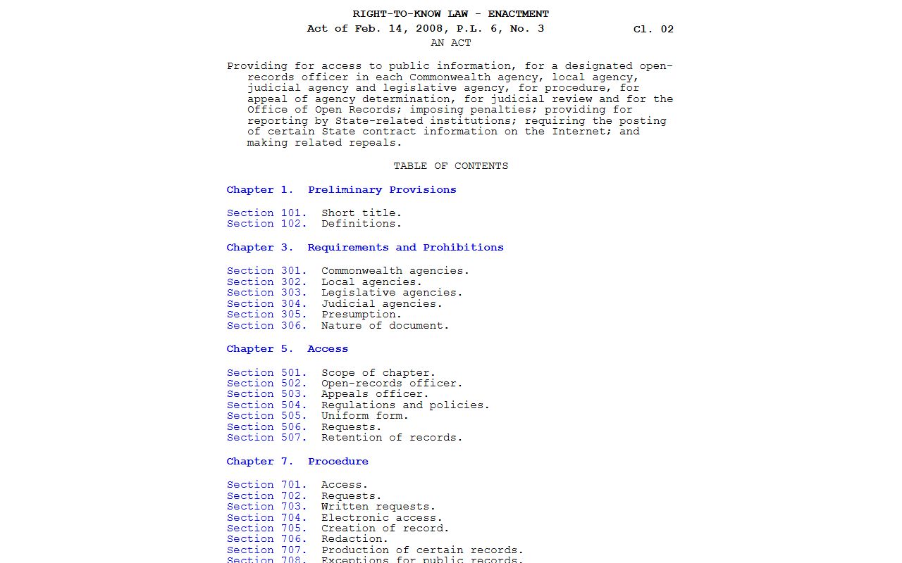 Allegheny County court dockets Pennsylvania Right-to-Know Law