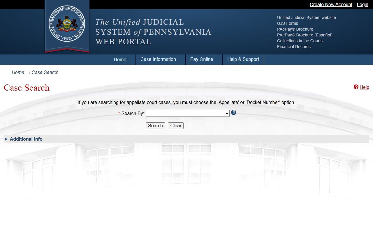 Allegheny County court dockets UJS Case Search