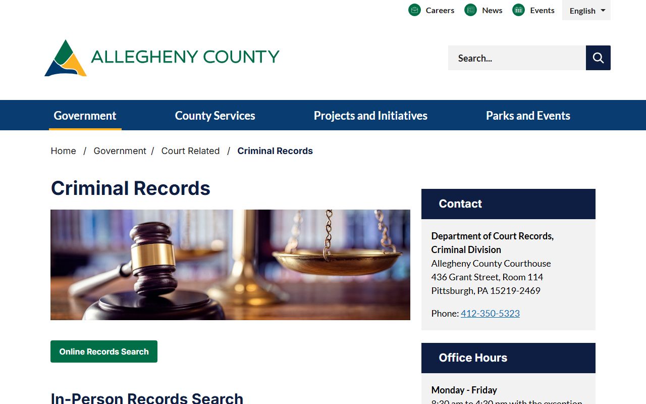 Allegheny County court records Criminal Division file access