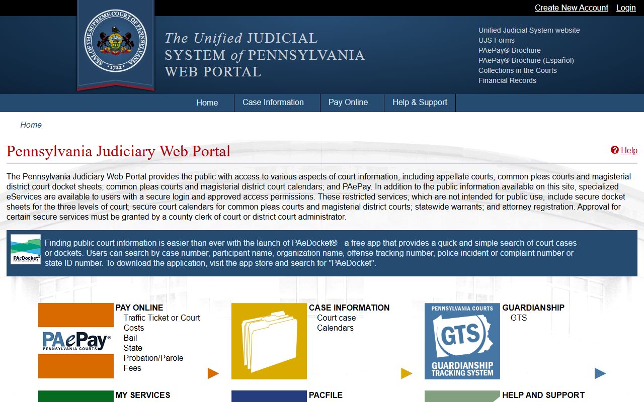 Allegheny County court records Pennsylvania Judiciary Web Portal