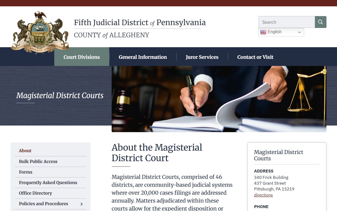 Allegheny County lower court source for Common Pleas case records