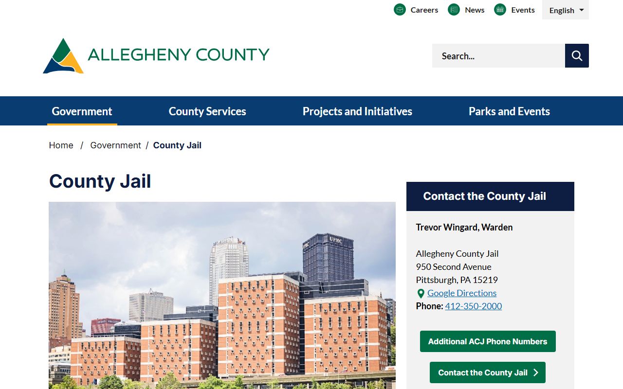 Allegheny County inmate records jail homepage