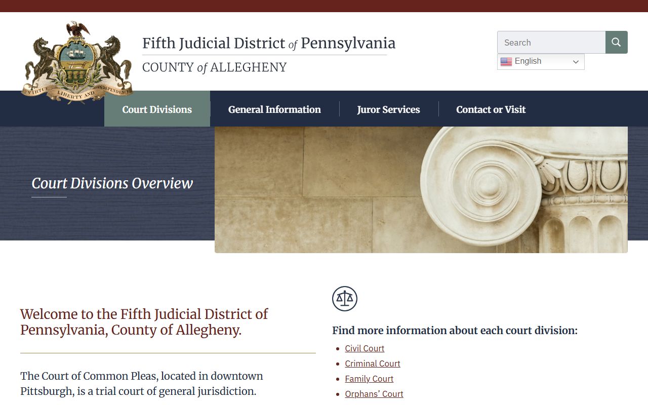 Allegheny County court records Common Pleas division overview