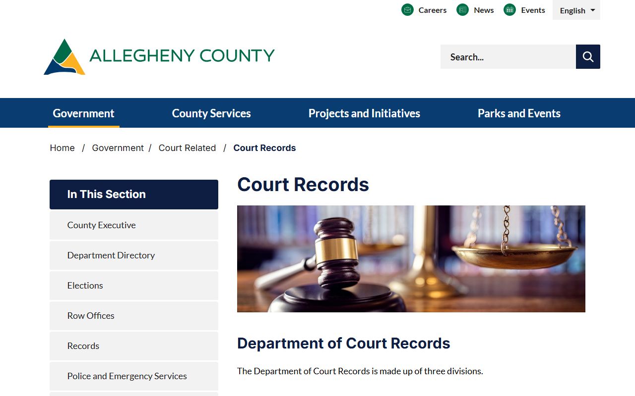 Allegheny County court records division overview