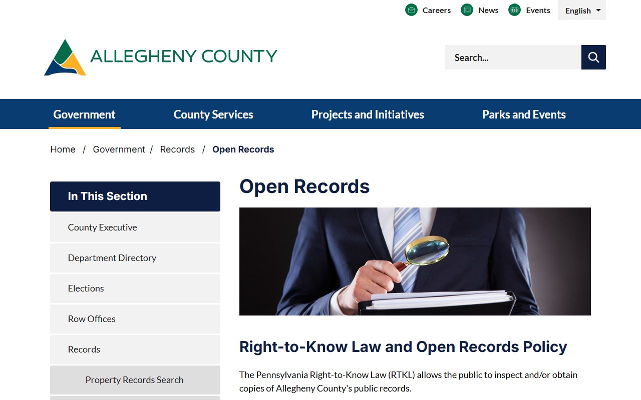 Allegheny County court records open records request channels